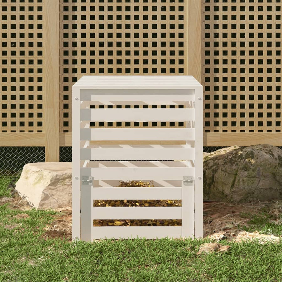 Compostbak 63,5X63,5X77,5 Cm Massief Grenenhout Wit 63.5 x 63.5 x 77.5 cm Wit grenenhout