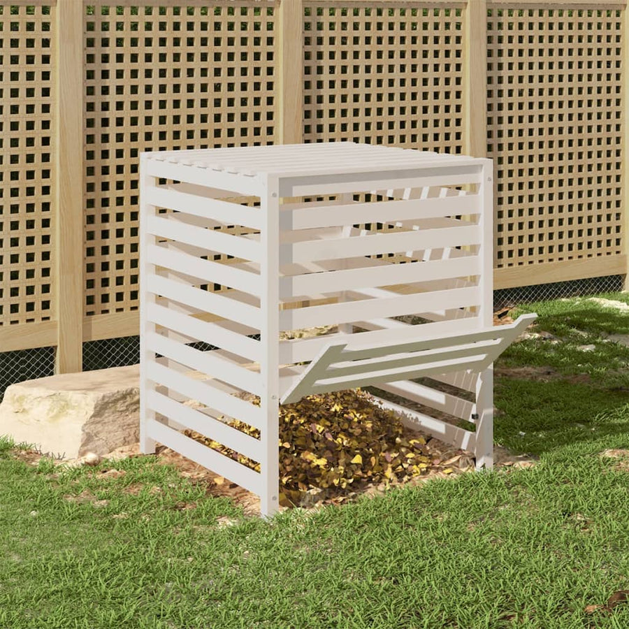 Compostbak 82,5X82,5X99,5 Cm Massief Grenenhout Wit 82.5 x 82.5 x 99.5 cm Wit grenenhout