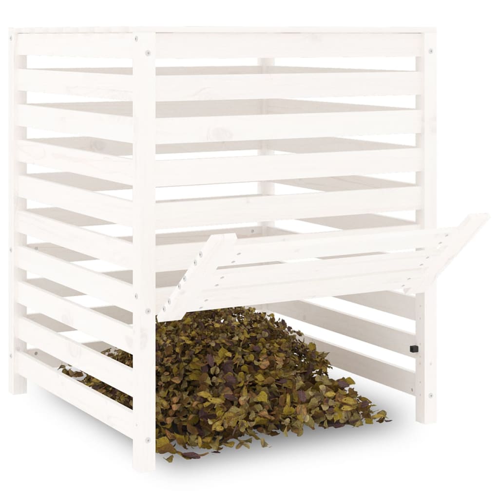 Compostbak 82,5X82,5X99,5 Cm Massief Grenenhout Wit 82.5 x 82.5 x 99.5 cm Wit grenenhout