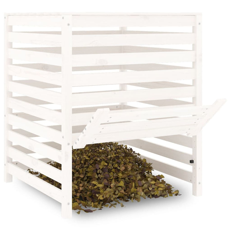 Compostbak 82,5X82,5X99,5 Cm Massief Grenenhout Wit 82.5 x 82.5 x 99.5 cm Wit grenenhout