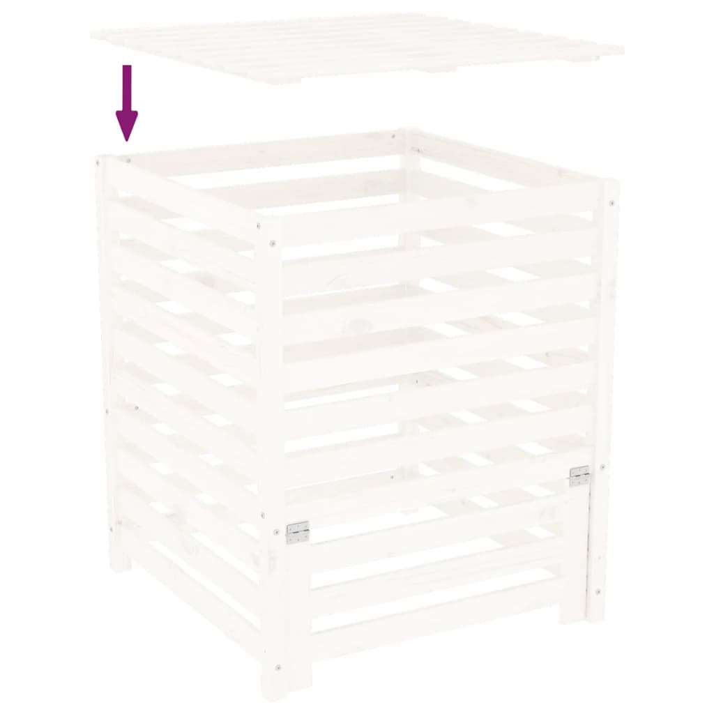 Compostbak 82,5X82,5X99,5 Cm Massief Grenenhout Wit 82.5 x 82.5 x 99.5 cm Wit grenenhout
