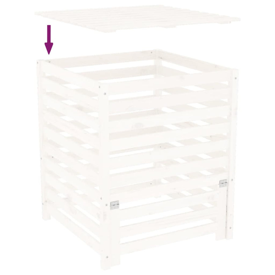 Compostbak 82,5X82,5X99,5 Cm Massief Grenenhout Wit 82.5 x 82.5 x 99.5 cm Wit grenenhout