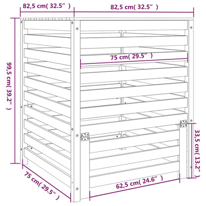 Compostbak 82,5X82,5X99,5 Cm Massief Grenenhout Wit 82.5 x 82.5 x 99.5 cm Wit grenenhout