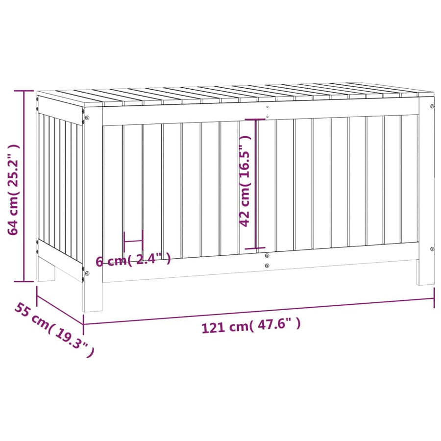 Tuinbox 121X55X64 Cm Massief Grenenhout Wit