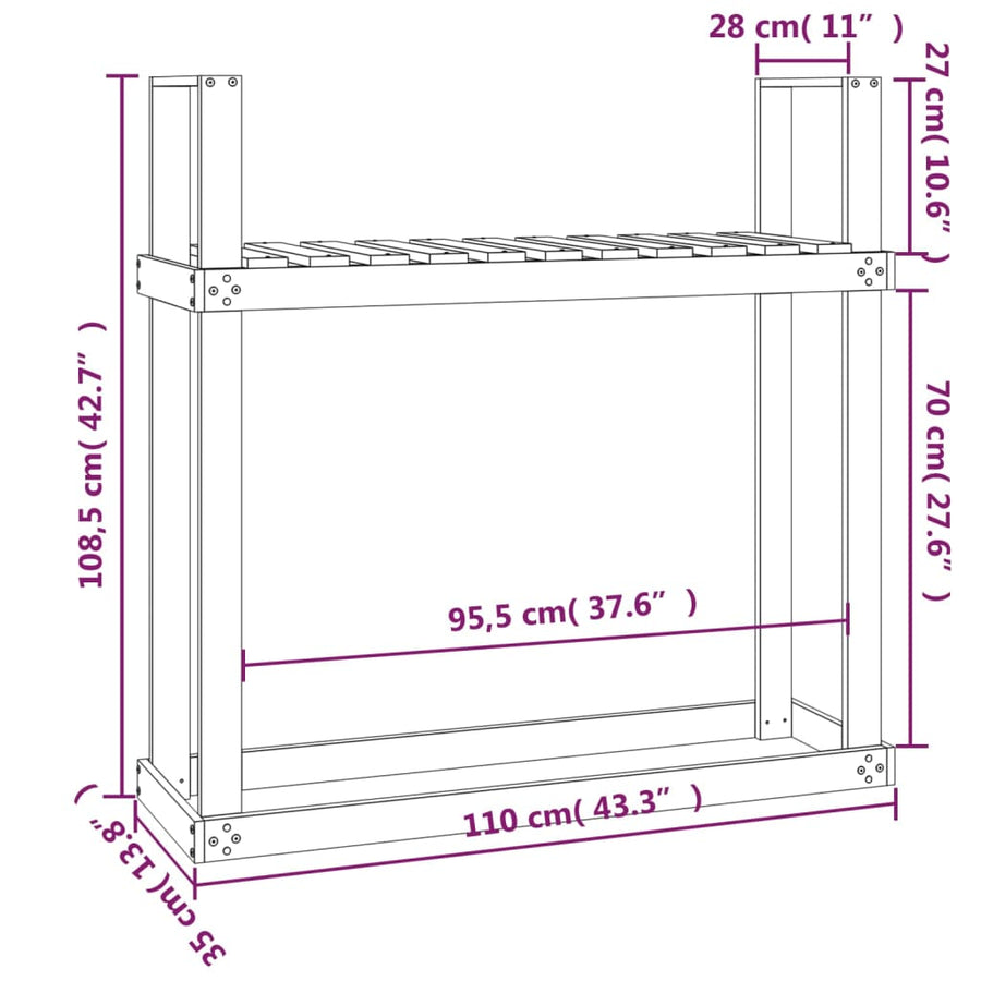 Haardhoutrek 110X35X108,5 Cm Massief Grenenhout Natuurlijk grenenhout