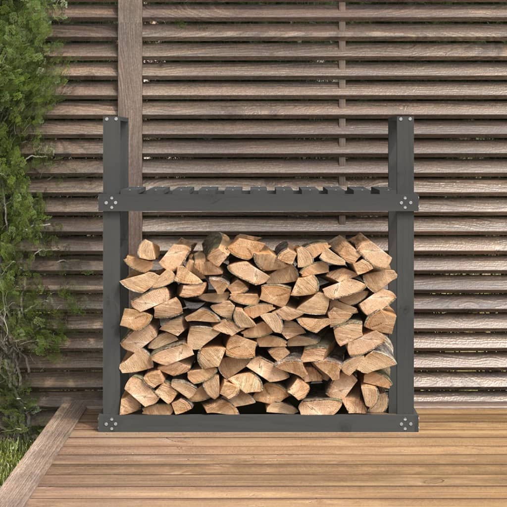 Haardhoutrek 110X35X108,5 Cm Massief Grenenhout Grijs Grijs grenenhout