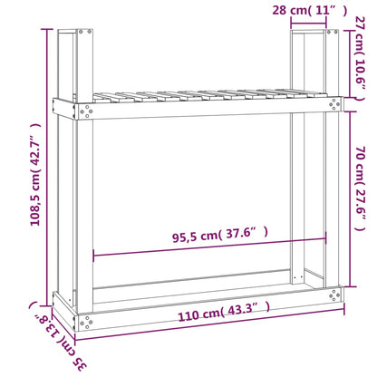 Haardhoutrek 110X35X108,5 Cm Massief Grenenhout Grijs Grijs grenenhout