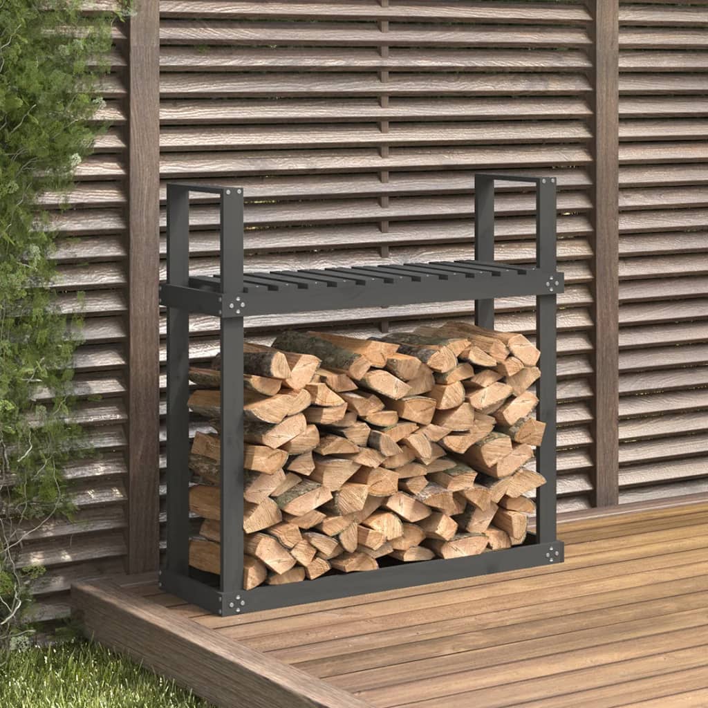 Haardhoutrek 110X35X108,5 Cm Massief Grenenhout Grijs Grijs grenenhout