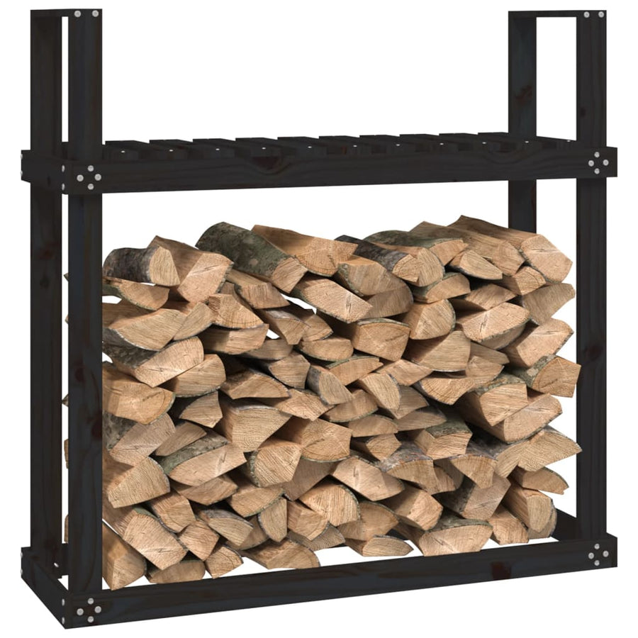 Haardhoutrek 110X35X108,5 Cm Massief Grenenhout Zwart Zwart grenenhout
