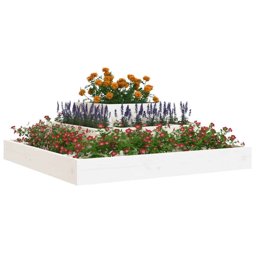 Plantenbak 80X80X27 Cm Massief Grenenhout Wit