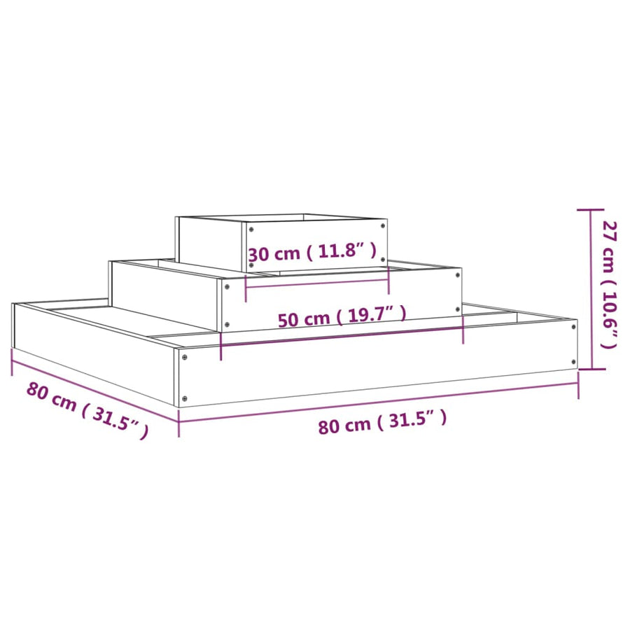 Plantenbak 80X80X27 Cm Massief Grenenhout Wit