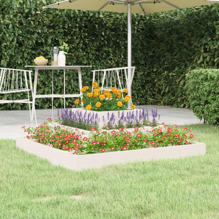 Plantenbak 80X80X27 Cm Massief Grenenhout Wit