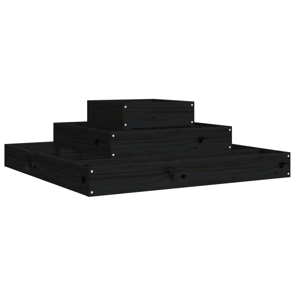 Plantenbak 80X80X27 Cm Massief Grenenhout Zwart