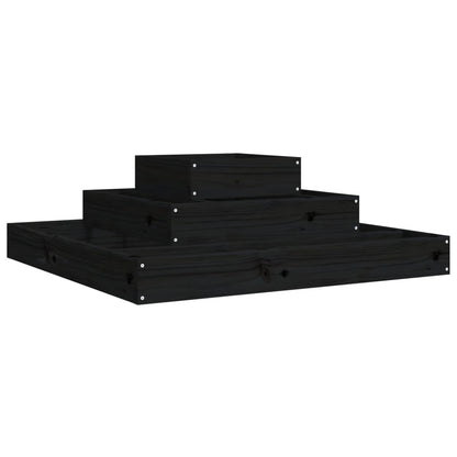 Plantenbak 80X80X27 Cm Massief Grenenhout Zwart