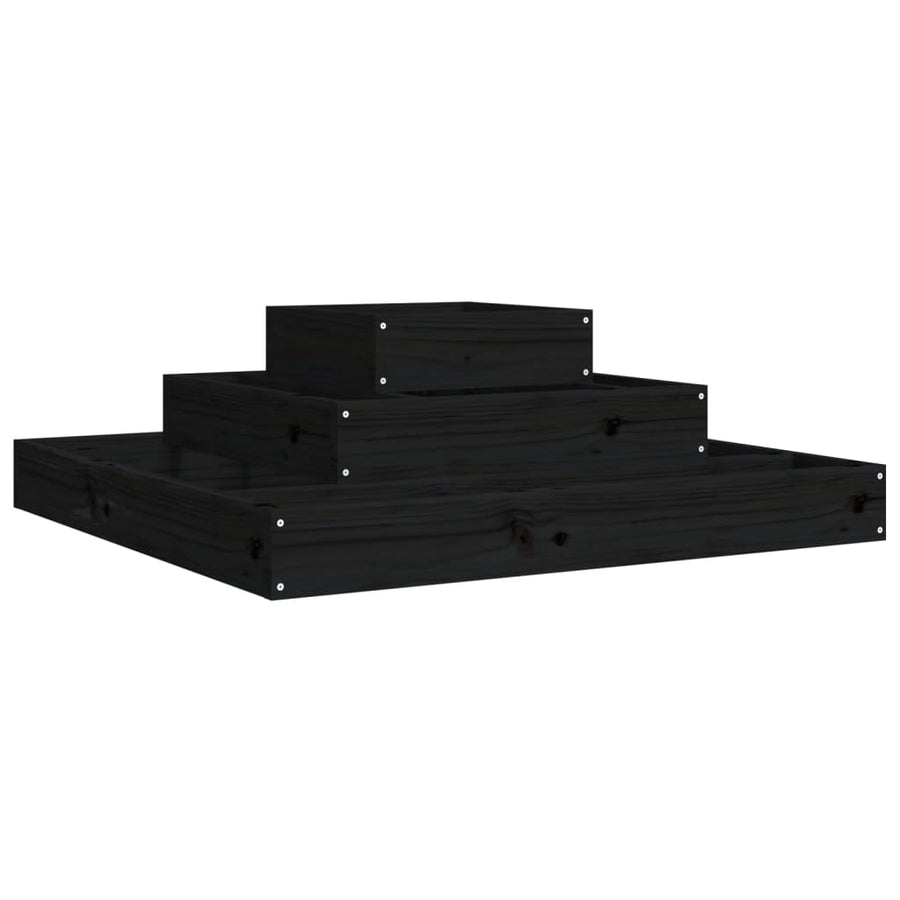 Plantenbak 80X80X27 Cm Massief Grenenhout Zwart