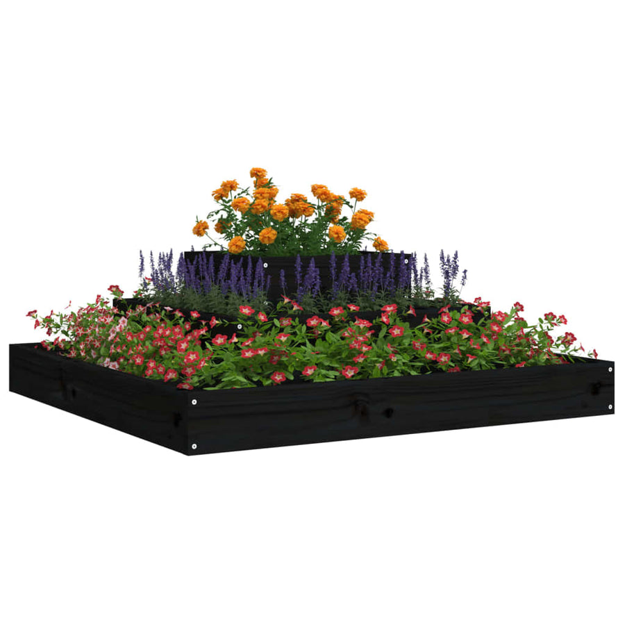 Plantenbak 80X80X27 Cm Massief Grenenhout Zwart