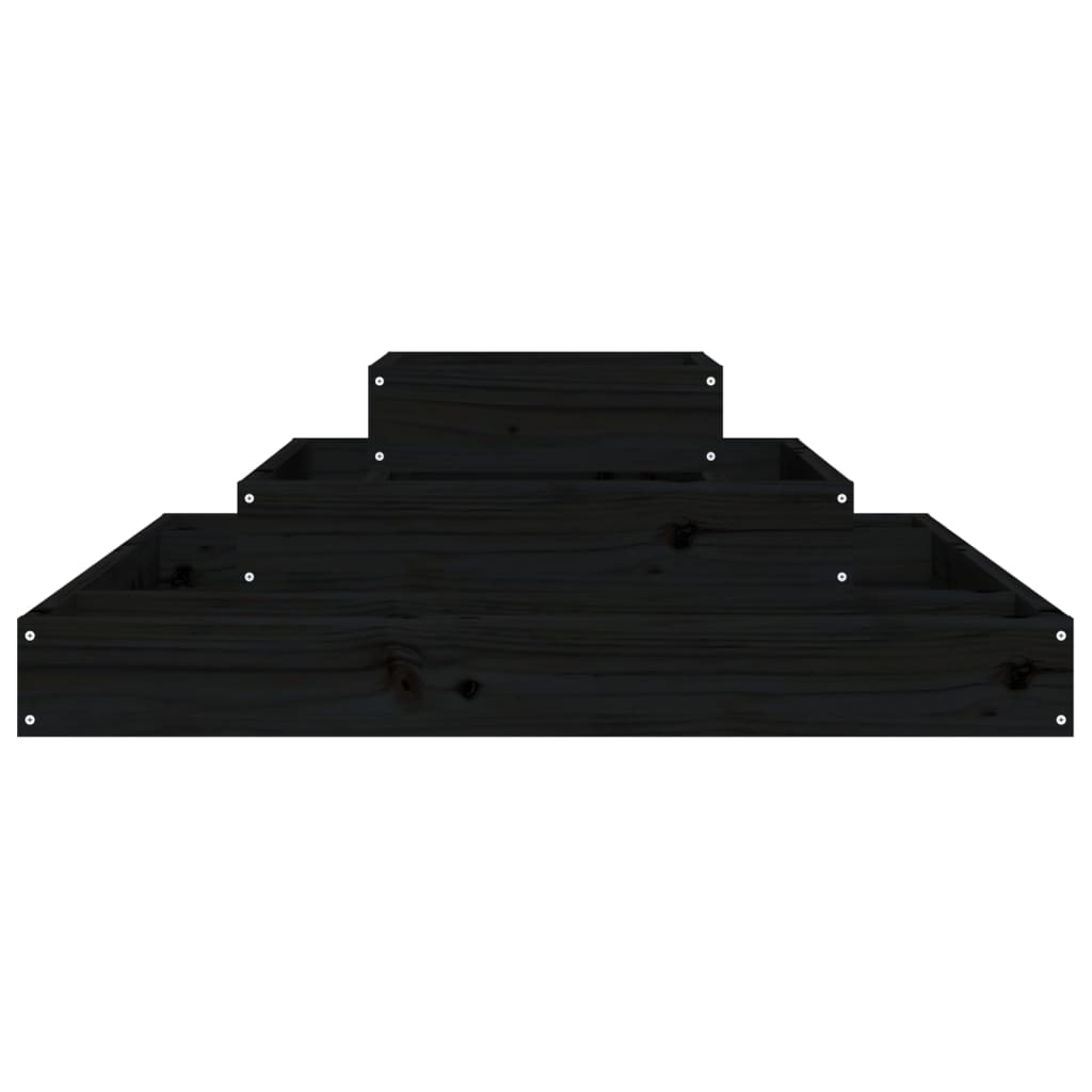 Plantenbak 80X80X27 Cm Massief Grenenhout Zwart