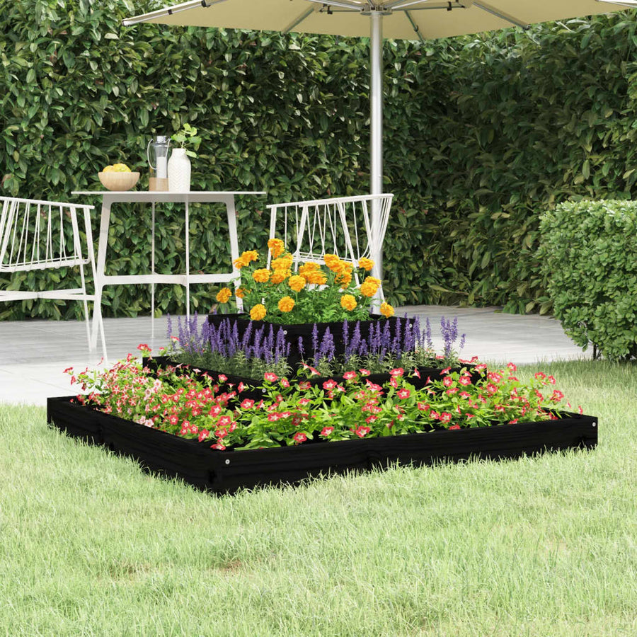 Plantenbak 80X80X27 Cm Massief Grenenhout Zwart