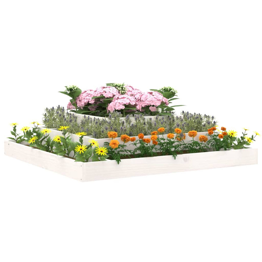 Plantenbak 110X110X27 Cm Massief Grenenhout Wit