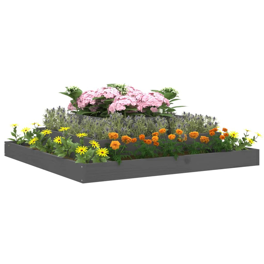 Plantenbak 110X110X27 Cm Massief Grenenhout Grijs