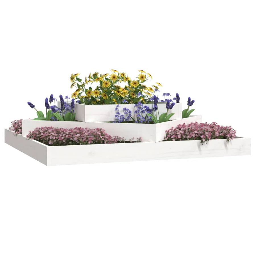 Plantenbak Massief Grenenhout Wit 112 x 112 x 27 cm Wit grenenhout