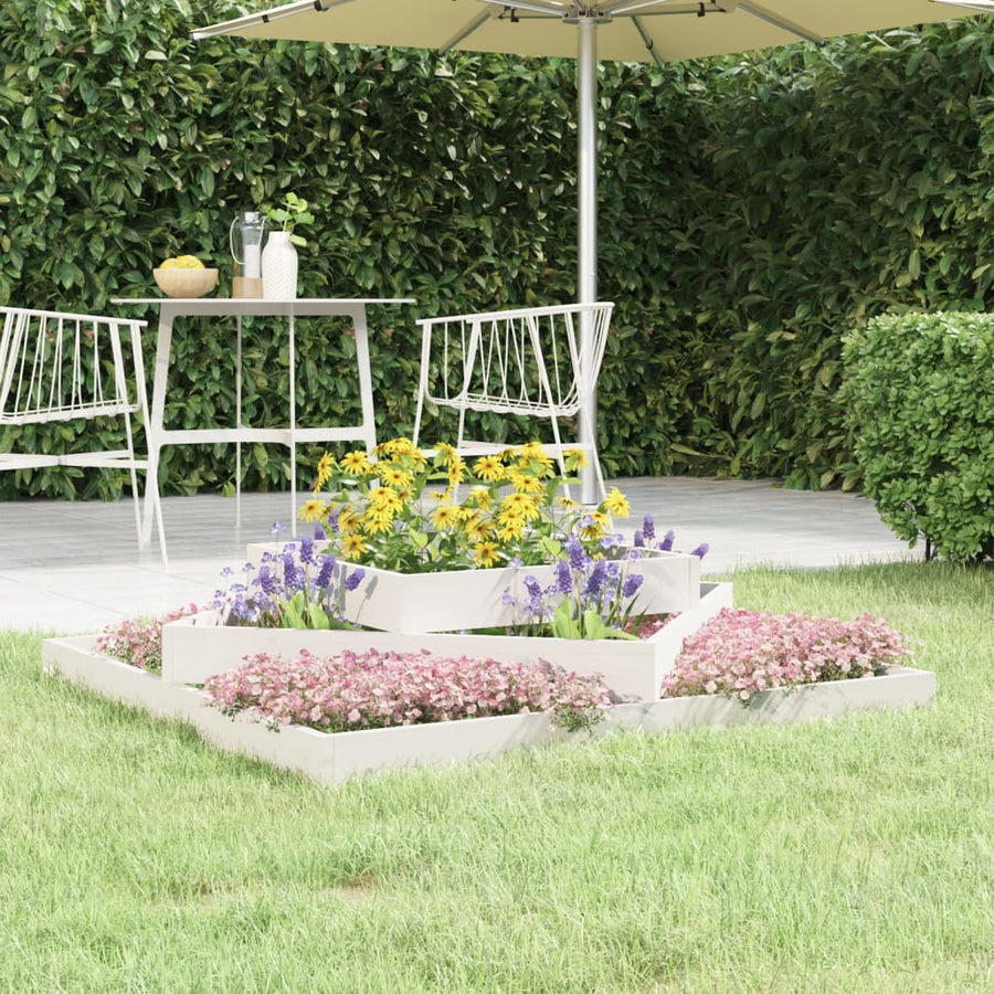 Plantenbak Massief Grenenhout Wit 112 x 112 x 27 cm Wit grenenhout