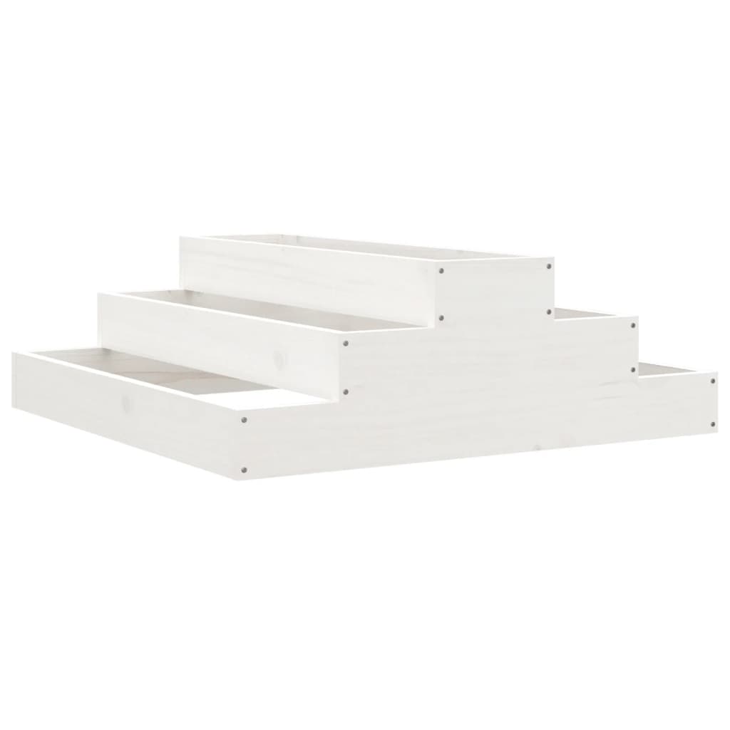 Plantenbak 80X80X27 Cm Massief Grenenhout Wit