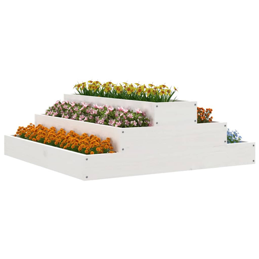Plantenbak 80X80X27 Cm Massief Grenenhout Wit