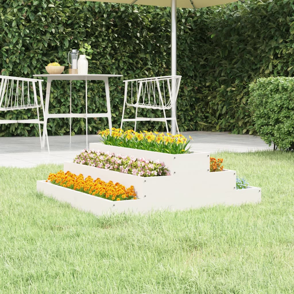 Plantenbak 80X80X27 Cm Massief Grenenhout Wit