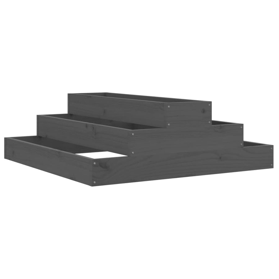 Plantenbak 80X80X27 Cm Massief Grenenhout Grijs