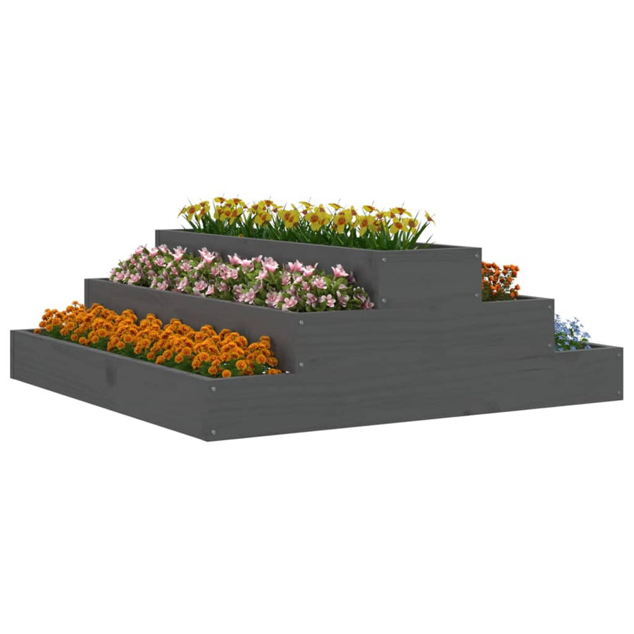 Plantenbak 80X80X27 Cm Massief Grenenhout Grijs