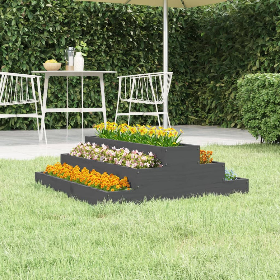 Plantenbak 80X80X27 Cm Massief Grenenhout Grijs