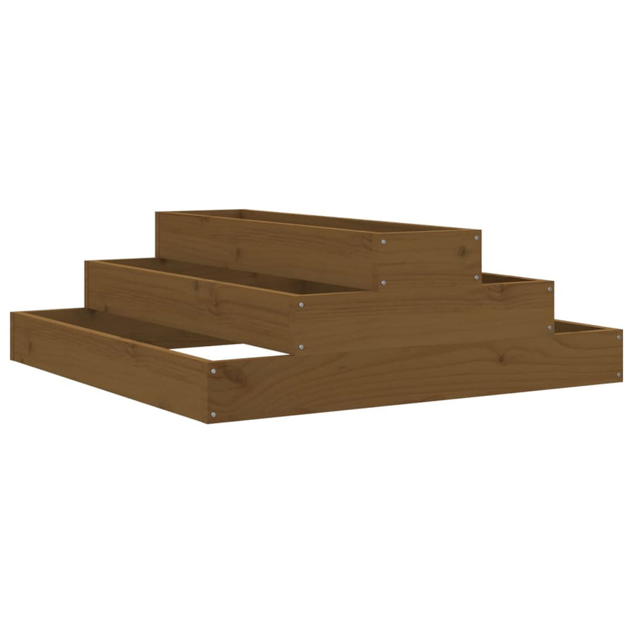 Plantenbak 80X80X27 Cm Massief Grenenhout Honingbruin