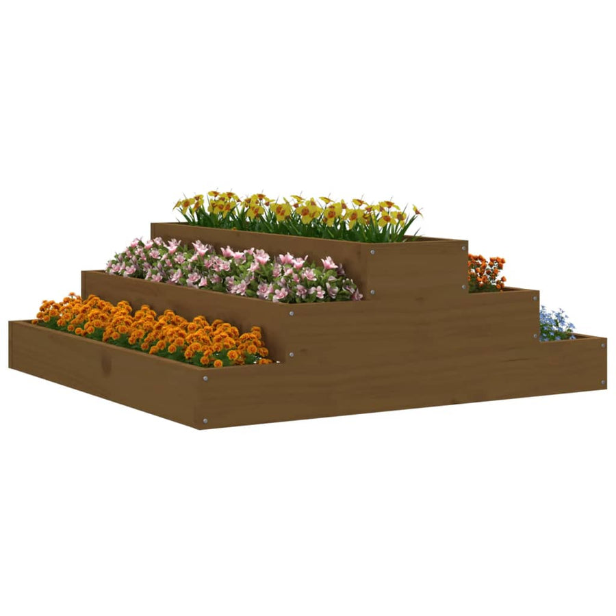 Plantenbak 80X80X27 Cm Massief Grenenhout Honingbruin