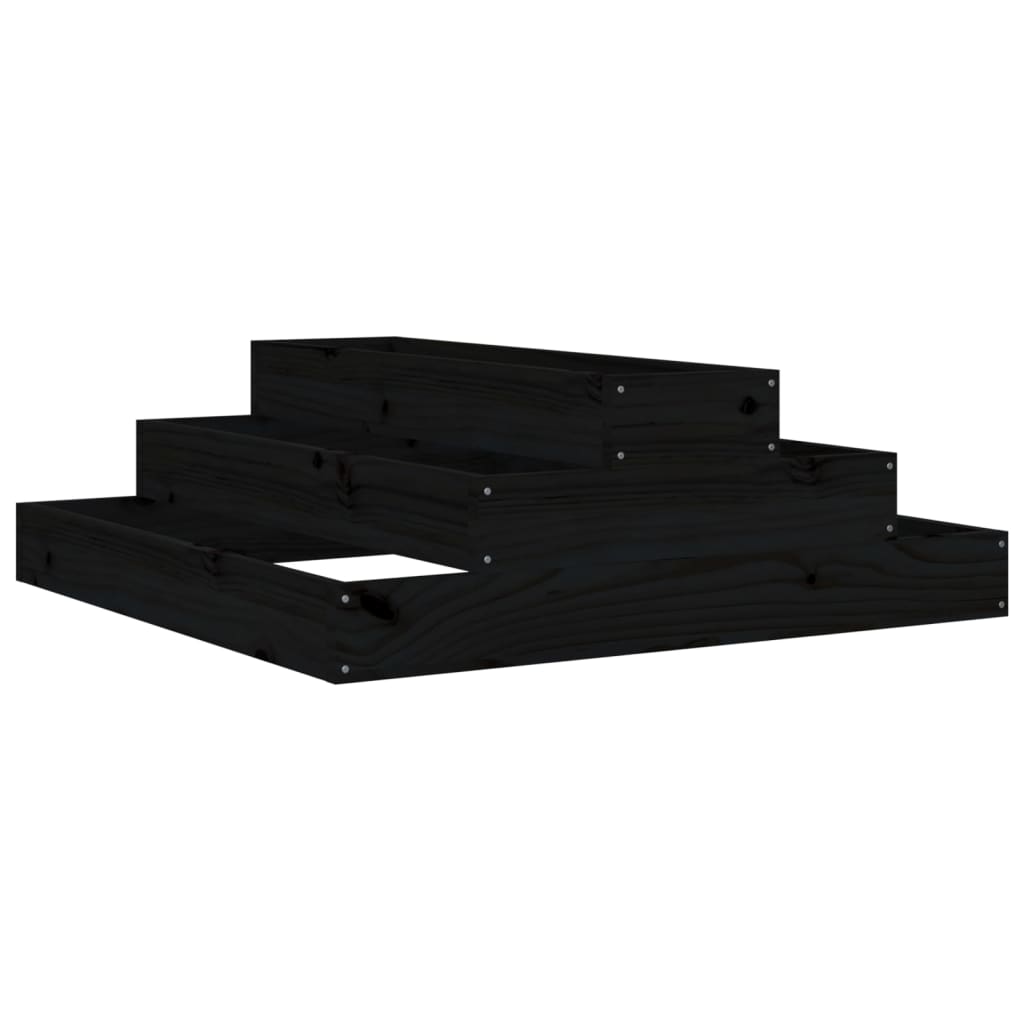 Plantenbak 80X80X27 Cm Massief Grenenhout Zwart