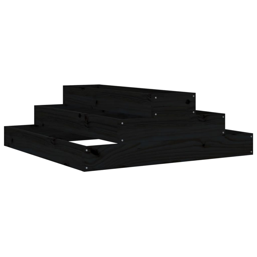 Plantenbak 80X80X27 Cm Massief Grenenhout Zwart