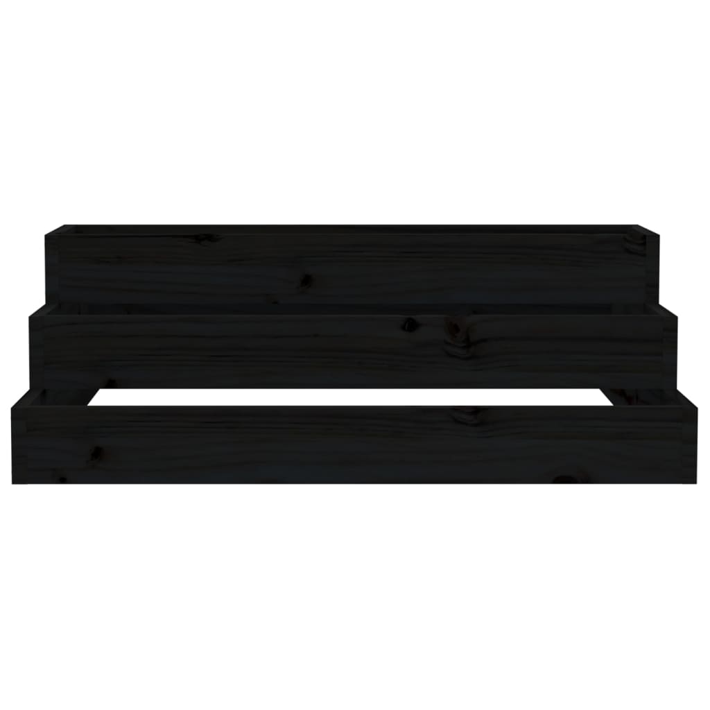 Plantenbak 80X80X27 Cm Massief Grenenhout Zwart
