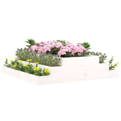 Plantenbak 110X110X27 Cm Massief Grenenhout Wit