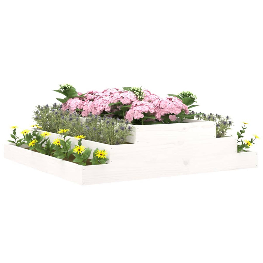 Plantenbak 110X110X27 Cm Massief Grenenhout Wit