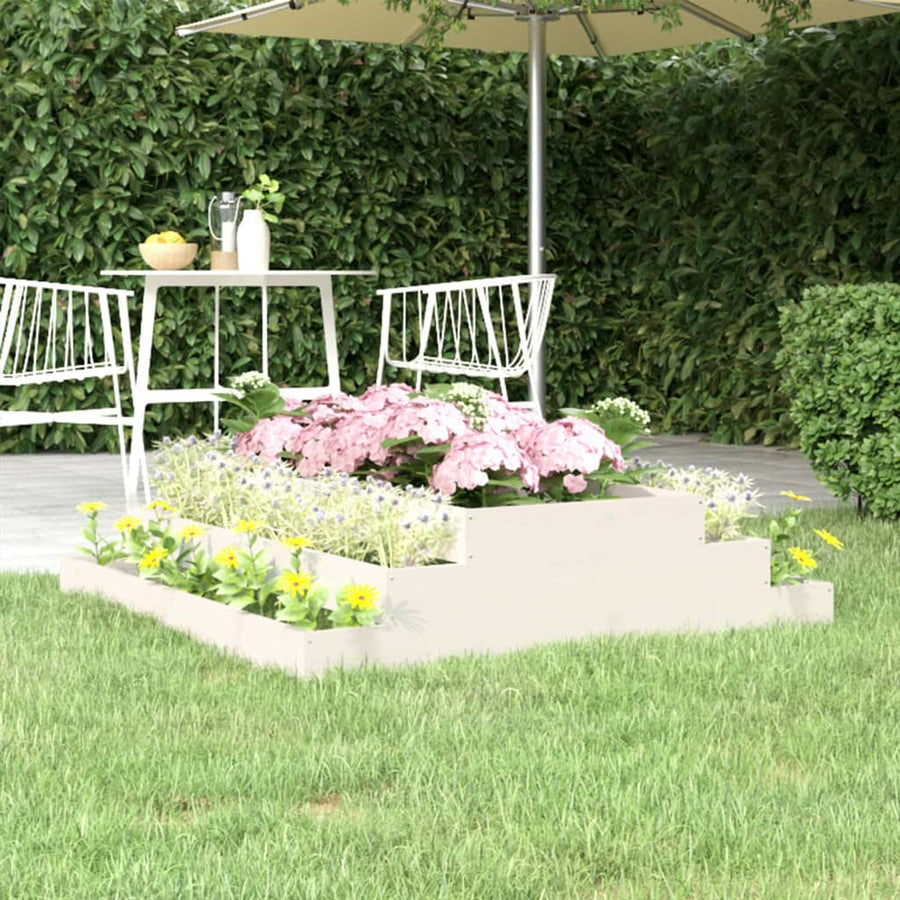Plantenbak 110X110X27 Cm Massief Grenenhout Wit