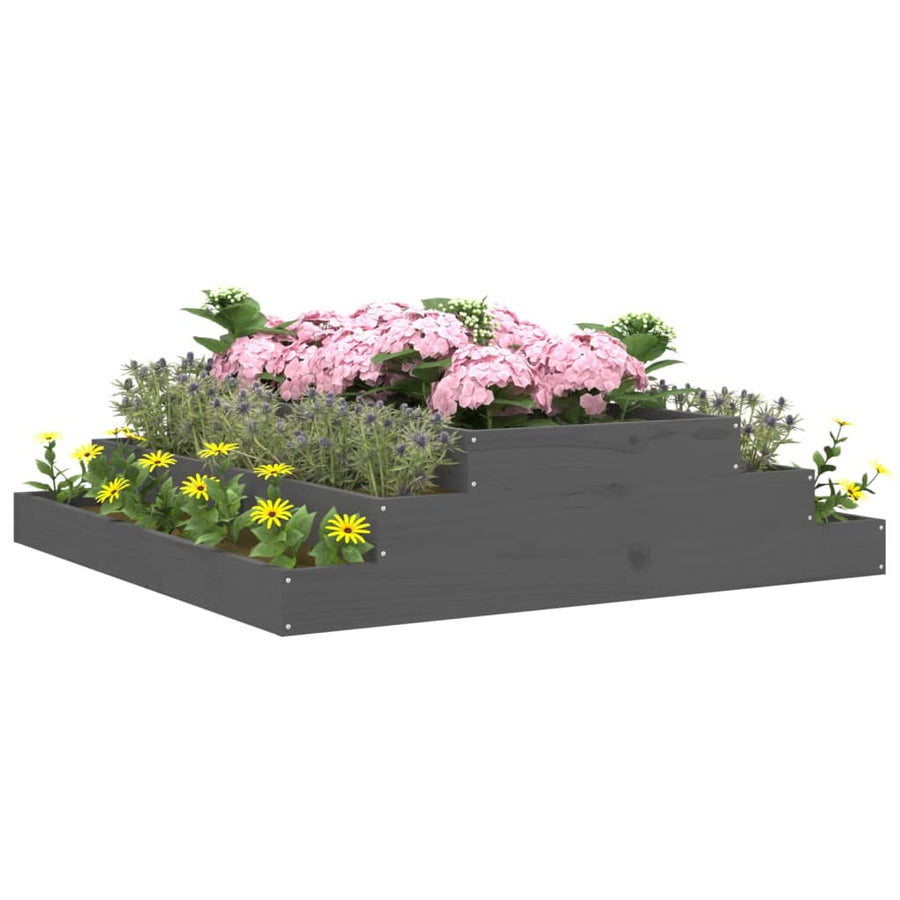 Plantenbak 110X110X27 Cm Massief Grenenhout Grijs