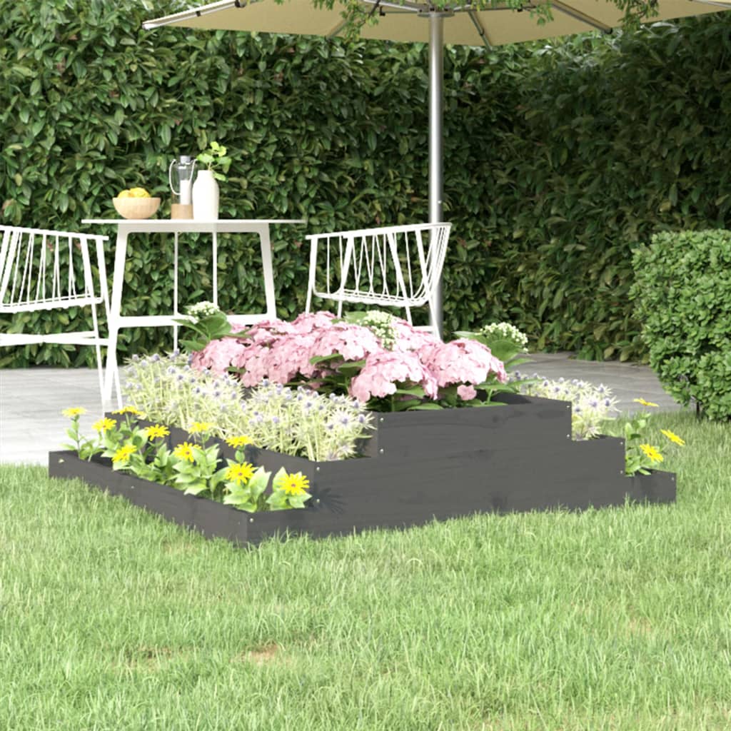 Plantenbak 110X110X27 Cm Massief Grenenhout Grijs
