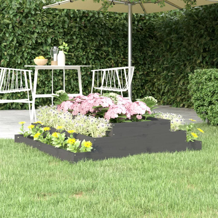 Plantenbak 110X110X27 Cm Massief Grenenhout Grijs