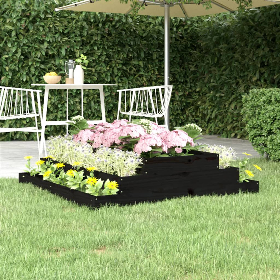 Plantenbak 110X110X27 Cm Massief Grenenhout Zwart