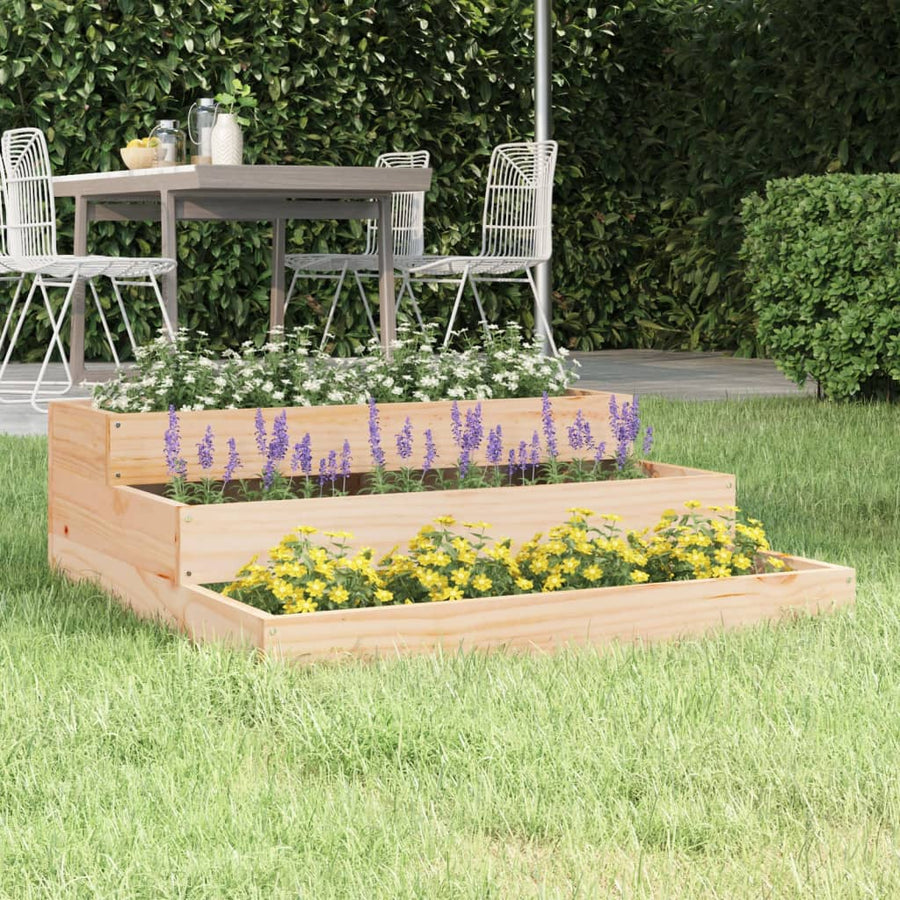 Plantenbak Massief Grenenhout 78 x 78 x 27 cm Natuurlijk grenenhout
