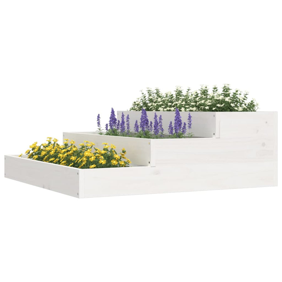 Plantenbak 78X78X27 Cm Massief Grenenhout Wit