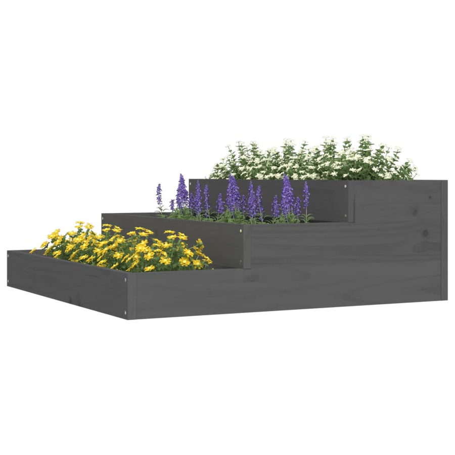 Plantenbak 78X78X27 Cm Massief Grenenhout Grijs