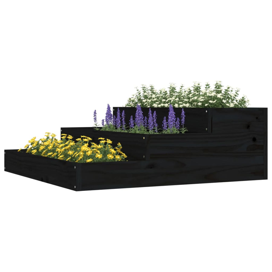 Plantenbak 78X78X27 Cm Massief Grenenhout Zwart