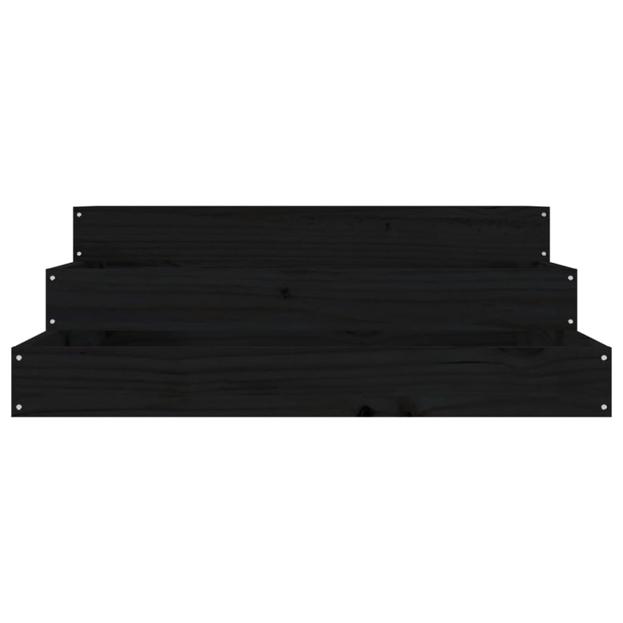 Plantenbak 78X78X27 Cm Massief Grenenhout Zwart