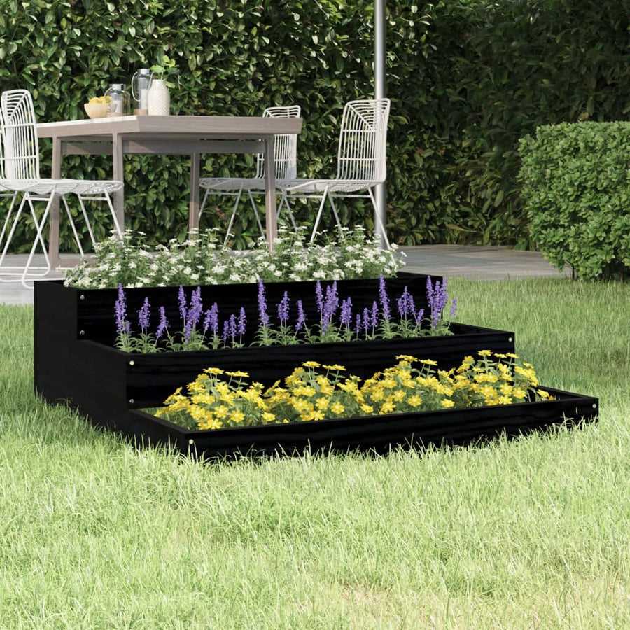 Plantenbak 78X78X27 Cm Massief Grenenhout Zwart